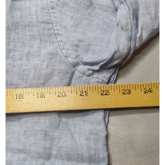 VICTOR Men Size 2XL Blue Dye 100% LINEN Long Sleeve Button Shirt Made In Spain - Picture 10 of 14